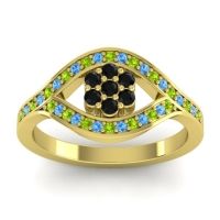 Black Onyx Fashion Ring In 14k Yellow Gold With Peridot And Swiss Blue Topaz – Siktha Simple Ring