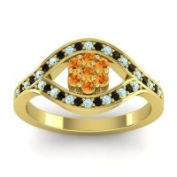 Citrine Fashion Ring In 14k Yellow Gold With Aquamarine And Black Onyx – Siktha Simple Ring