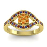 Citrine Fashion Ring In 14k Yellow Gold With Garnet And Blue Sapphire – Siktha Simple Ring