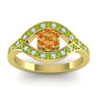 Citrine Fashion Ring In 14k Yellow Gold With Peridot And Aquamarine – Siktha Simple Ring