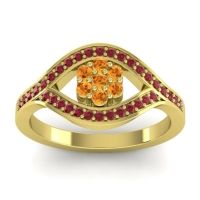 Citrine Fashion Ring In 14k Yellow Gold With Ruby – Siktha Simple Ring