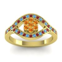 Citrine Fashion Ring In 14k Yellow Gold With Ruby And Swiss Blue Topaz – Siktha Simple Ring