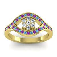 Lab Diamond Fashion Ring In 14k Yellow Gold With Amethyst And Swiss Blue Topaz – Siktha Simple Ring