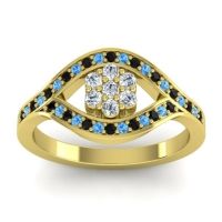 Lab Diamond Fashion Ring In 14k Yellow Gold With Black Onyx And Swiss Blue Topaz – Siktha Simple Ring