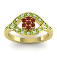Garnet Fashion Ring In 14k Yellow Gold With Aquamarine And Peridot – Siktha Simple Ring