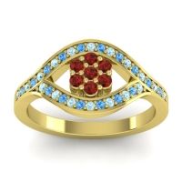 Garnet Fashion Ring In 14k Yellow Gold With Aquamarine And Swiss Blue Topaz – Siktha Simple Ring