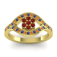 Garnet Fashion Ring In 14k Yellow Gold With Blue Sapphire And Citrine – Siktha Simple Ring