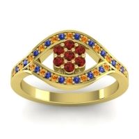 Garnet Fashion Ring In 14k Yellow Gold With Citrine And Blue Sapphire – Siktha Simple Ring
