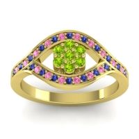 Peridot Fashion Ring In 14k Yellow Gold With Blue Sapphire And Pink Tourmaline – Siktha Simple Ring