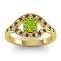 Peridot Fashion Ring In 14k Yellow Gold With Lab Diamond And Garnet – Siktha Simple Ring