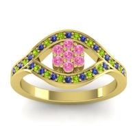 Pink Tourmaline Fashion Ring In 14k Yellow Gold With Blue Sapphire And Peridot – Siktha Simple Ring