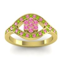 Pink Tourmaline Fashion Ring In 14k Yellow Gold With Peridot – Siktha Simple Ring