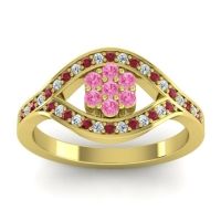 Pink Tourmaline Fashion Ring In 14k Yellow Gold With Ruby And Lab Diamond – Siktha Simple Ring
