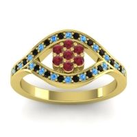 Ruby Fashion Ring In 14k Yellow Gold With Swiss Blue Topaz And Black Onyx – Siktha Simple Ring