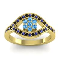 Swiss Blue Topaz Fashion Ring In 14k Yellow Gold With Blue Sapphire And Black Onyx – Siktha Simple Ring