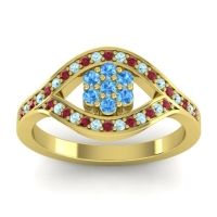 Swiss Blue Topaz Fashion Ring In 14k Yellow Gold With Ruby And Aquamarine – Siktha Simple Ring