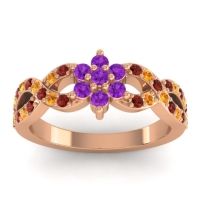 Amethyst Fashion Ring In 14K Rose Gold With Garnet And Citrine – Nalini Simple Ring