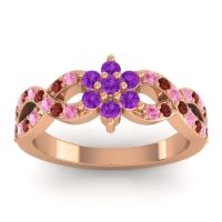 Amethyst Fashion Ring In 14K Rose Gold With Pink Tourmaline And Garnet – Nalini Simple Ring