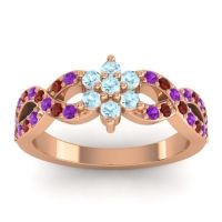 Aquamarine Fashion Ring In 14K Rose Gold With Amethyst And Garnet – Nalini Simple Ring
