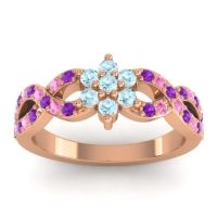 Aquamarine Fashion Ring In 14K Rose Gold With Amethyst And Pink Tourmaline – Nalini Simple Ring