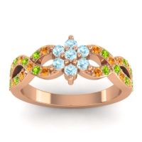 Aquamarine Fashion Ring In 14K Rose Gold With Citrine And Peridot – Nalini Simple Ring