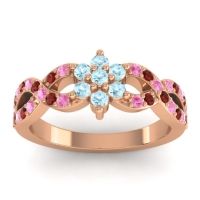 Aquamarine Fashion Ring In 14K Rose Gold With Pink Tourmaline And Garnet – Nalini Simple Ring
