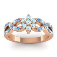 Aquamarine Fashion Ring In 14K Rose Gold With Swiss Blue Topaz – Nalini Simple Ring