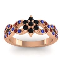 Black Onyx Fashion Ring In 14K Rose Gold With Blue Sapphire And Garnet – Nalini Simple Ring
