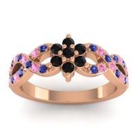 Black Onyx Fashion Ring In 14K Rose Gold With Blue Sapphire And Pink Tourmaline – Nalini Simple Ring