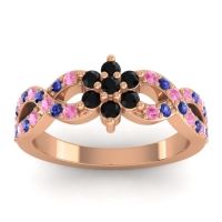 Black Onyx Fashion Ring In 14K Rose Gold With Pink Tourmaline And Blue Sapphire – Nalini Simple Ring