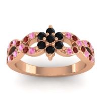 Black Onyx Fashion Ring In 14K Rose Gold With Pink Tourmaline And Garnet – Nalini Simple Ring