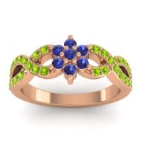 Blue Sapphire Fashion Ring In 14K Rose Gold With Peridot – Nalini Simple Ring