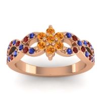 Citrine Fashion Ring In 14K Rose Gold With Blue Sapphire And Garnet – Nalini Simple Ring