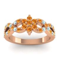 Citrine Fashion Ring In 14K Rose Gold With Aquamarine – Nalini Simple Ring