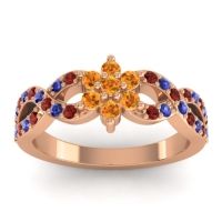 Citrine Fashion Ring In 14K Rose Gold With Garnet And Blue Sapphire – Nalini Simple Ring
