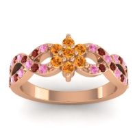 Citrine Fashion Ring In 14K Rose Gold With Pink Tourmaline And Garnet – Nalini Simple Ring
