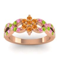 Citrine Fashion Ring In 14K Rose Gold With Pink Tourmaline And Peridot – Nalini Simple Ring