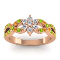 Lab Diamond Fashion Ring In 14K Rose Gold With Peridot And Citrine – Nalini Simple Ring