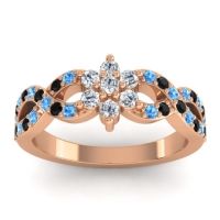 Lab Diamond Fashion Ring In 14K Rose Gold With Swiss Blue Topaz And Black Onyx – Nalini Simple Ring