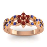 Garnet Fashion Ring In 14K Rose Gold With Blue Sapphire And Citrine – Nalini Simple Ring