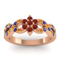 Garnet Fashion Ring In 14K Rose Gold With Citrine And Blue Sapphire – Nalini Simple Ring