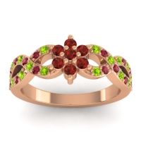 Garnet Fashion Ring In 14K Rose Gold With Peridot And Ruby – Nalini Simple Ring