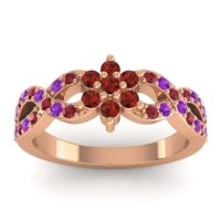 Garnet Fashion Ring In 14K Rose Gold With Ruby And Amethyst – Nalini Simple Ring