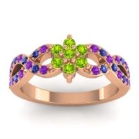 Peridot Fashion Ring In 14K Rose Gold With Amethyst And Blue Sapphire – Nalini Simple Ring