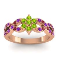 Peridot Fashion Ring In 14K Rose Gold With Amethyst And Ruby – Nalini Simple Ring