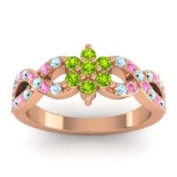 Peridot Fashion Ring In 14K Rose Gold With Aquamarine And Pink Tourmaline – Nalini Simple Ring