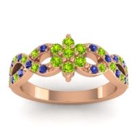 Peridot Fashion Ring In 14K Rose Gold With Blue Sapphire – Nalini Simple Ring
