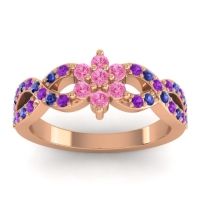 Pink Tourmaline Fashion Ring In 14K Rose Gold With Amethyst And Blue Sapphire – Nalini Simple Ring