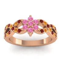 Pink Tourmaline Fashion Ring In 14K Rose Gold With Garnet And Citrine – Nalini Simple Ring