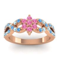 Pink Tourmaline Fashion Ring In 14K Rose Gold With Swiss Blue Topaz And Aquamarine – Nalini Simple Ring